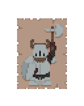 An armored dwarf raising an axe.